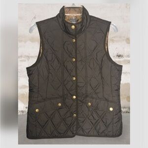 Eddie Bauer Brown Quilted Insulated Fitted Snap Front Fall-Winter Vest Pockets M